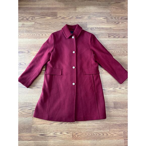 Kate  spade BURGUNDY PEARL BUTTONS A-line Wool Blend Coat size XL - Picture 6 of 13